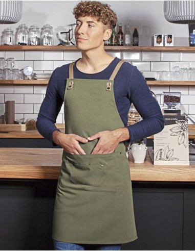 KAL-LS39-Bib Apron Urban-Nature With Cross Straps And Big Pocket